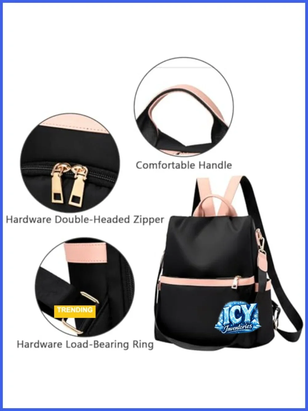 Anti Theft Backpack Purse for Women Oxford Cloth Travel Shoulder Bag